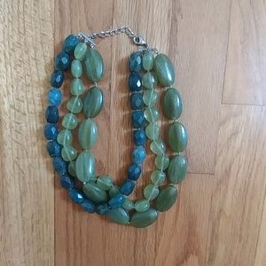 Ann Taylor green three strand statement necklace